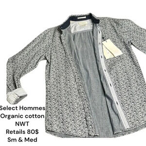 SELECTED HOMME ,organic cotton ,men shirt SM ,MEDIUM  floral,stripes , 2 tone